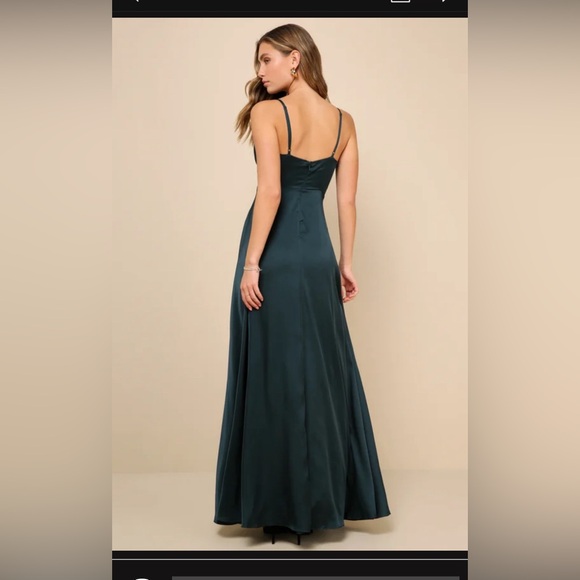 Satin Maxi Dress - NWT Emerald Green - Picture 3 of 9